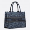 Dior Medium Book Tote Bag In Denim Blue Toile de Jouy Embroidery 735