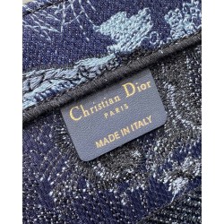 Dior Medium Book Tote Bag In Denim Blue Toile de Jouy Embroidery 735