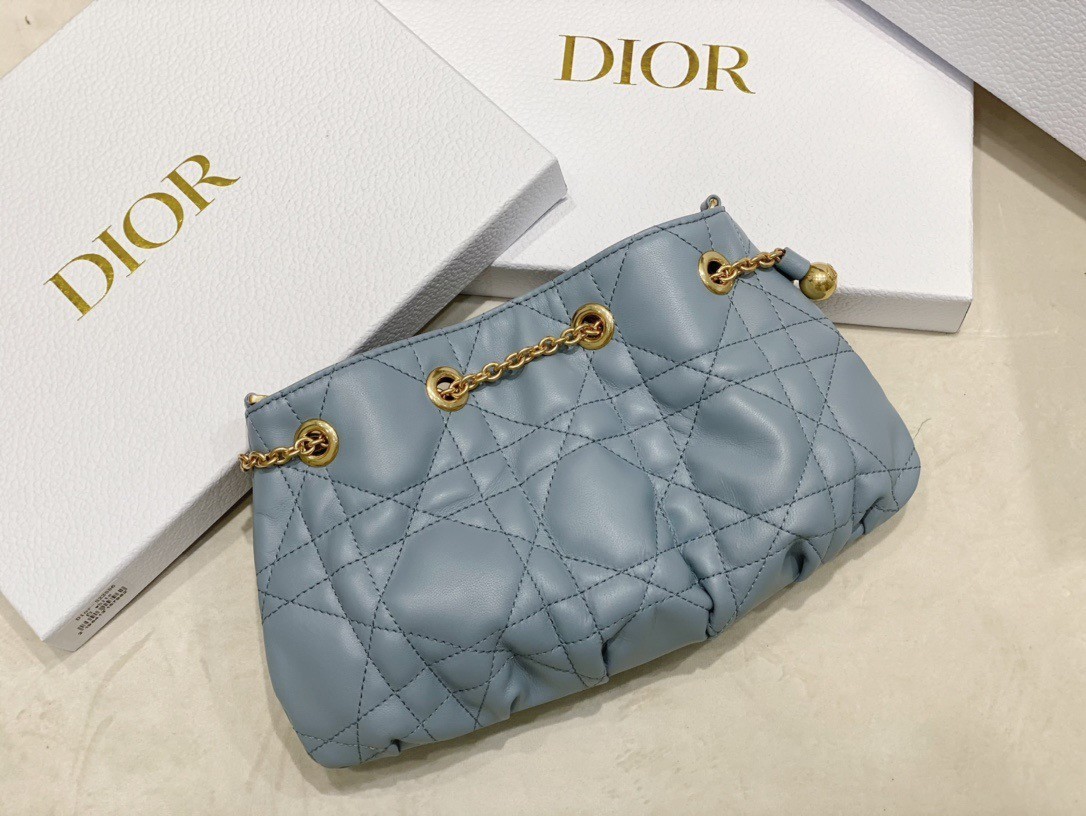 Dior Ammi Small Bag in Blue Macrocannage Lambskin 804