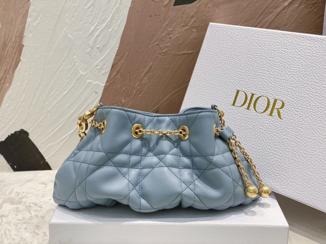 Dior Ammi Small Bag in Blue Macrocannage Lambskin 804