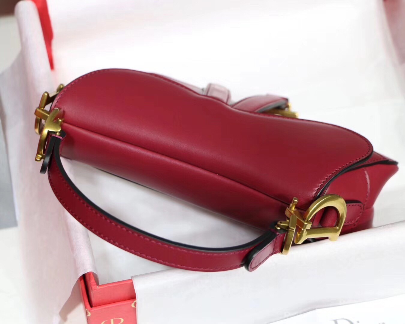 Dior Mini Saddle Bag In Red Calfskin 675