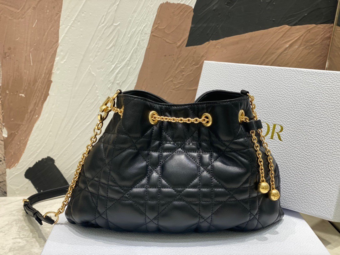 Dior Ammi Medium Bag in Black Macrocannage Lambskin 903