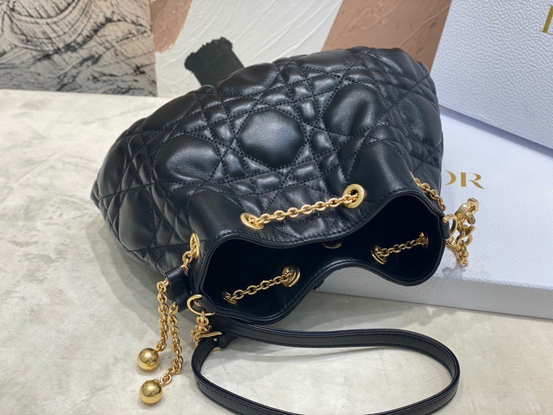 Dior Ammi Medium Bag in Black Macrocannage Lambskin 903