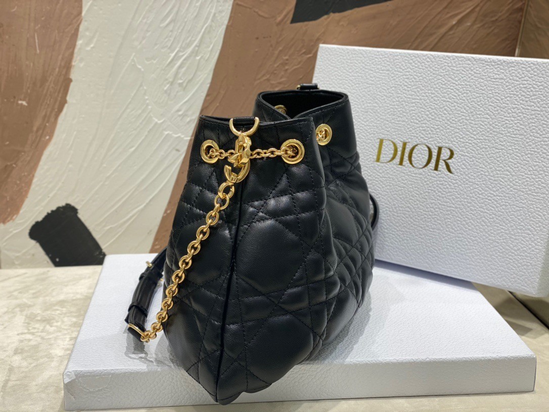 Dior Ammi Medium Bag in Black Macrocannage Lambskin 903