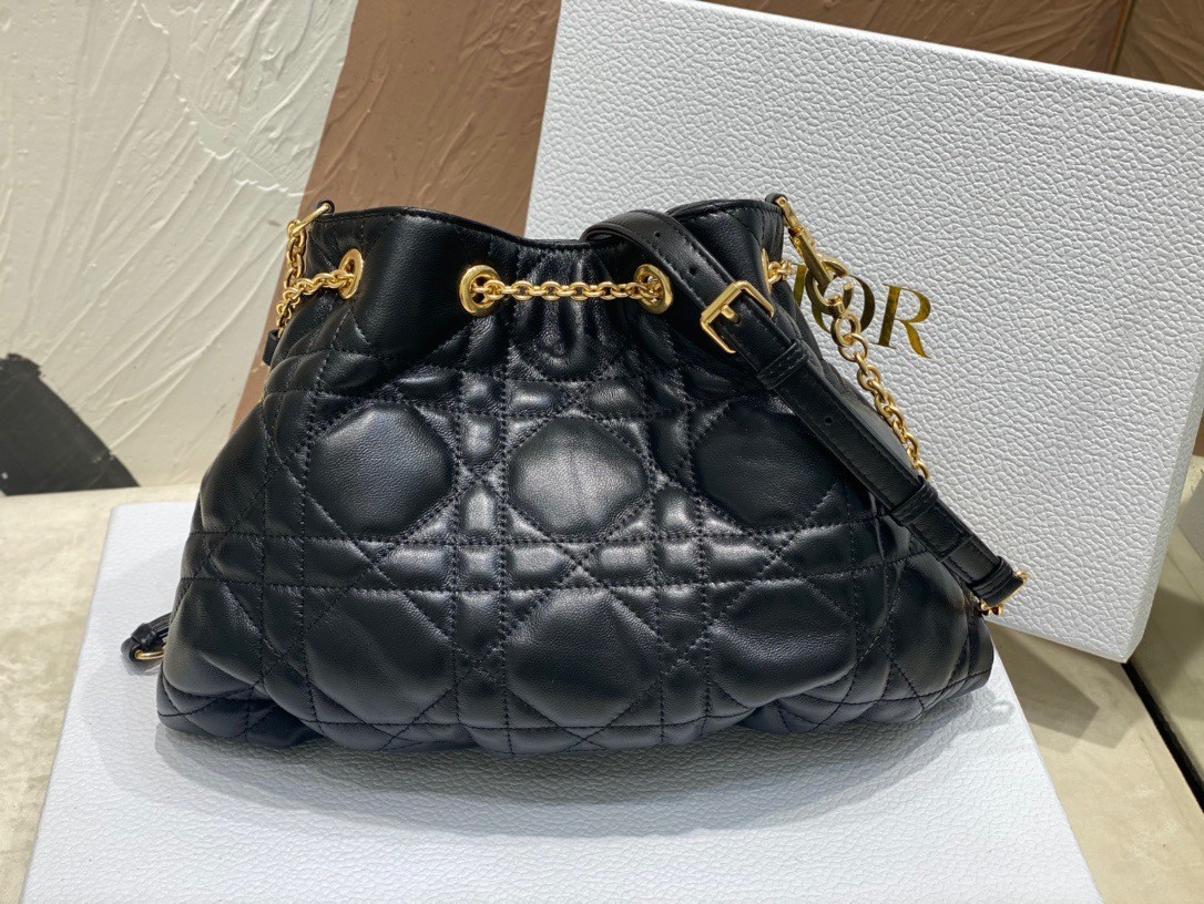 Dior Ammi Medium Bag in Black Macrocannage Lambskin 903