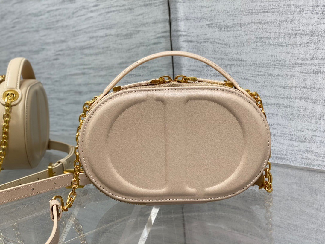 Dior CD Signature Oval Camera Bag in Beige Calfskin 025