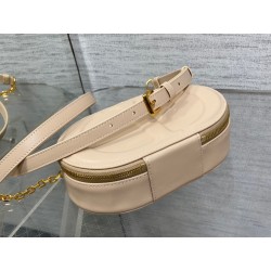 Dior CD Signature Oval Camera Bag in Beige Calfskin 025