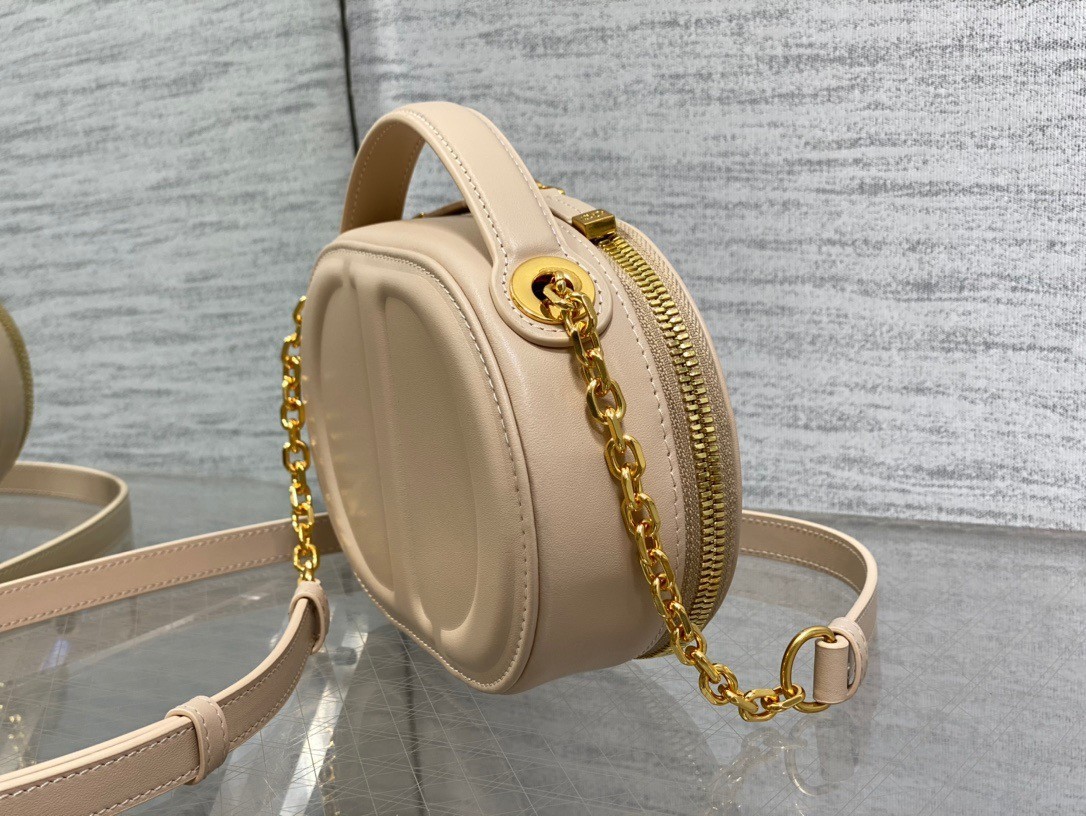 Dior CD Signature Oval Camera Bag in Beige Calfskin 025