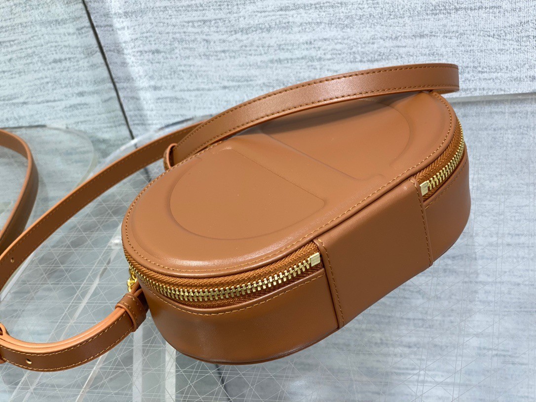 Dior CD Signature Oval Camera Bag in Brown Calfskin 516