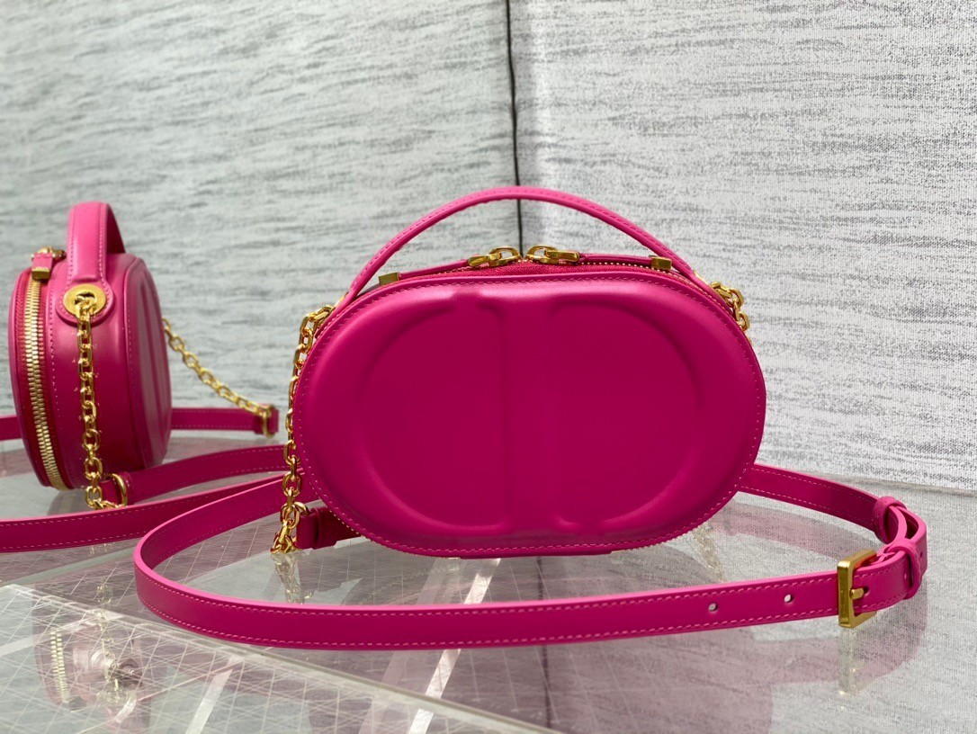 Dior CD Signature Oval Camera Bag in Rani Pink Calfskin 545