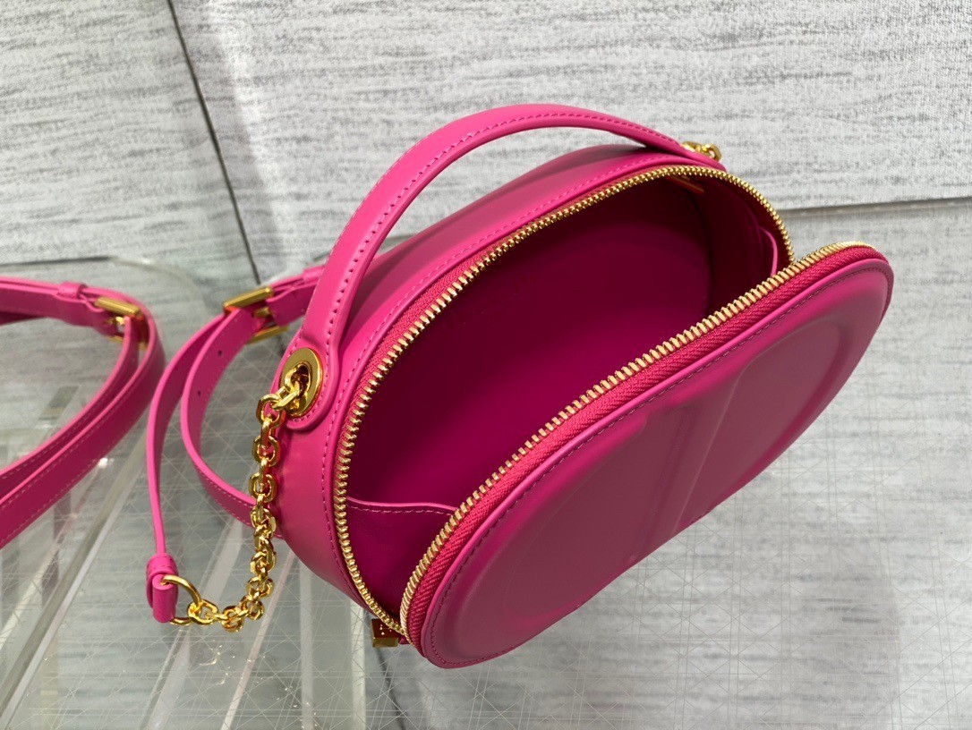 Dior CD Signature Oval Camera Bag in Rani Pink Calfskin 545