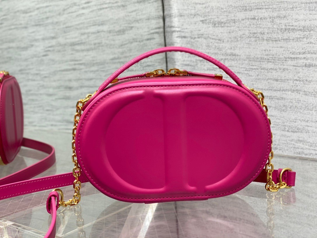 Dior CD Signature Oval Camera Bag in Rani Pink Calfskin 545