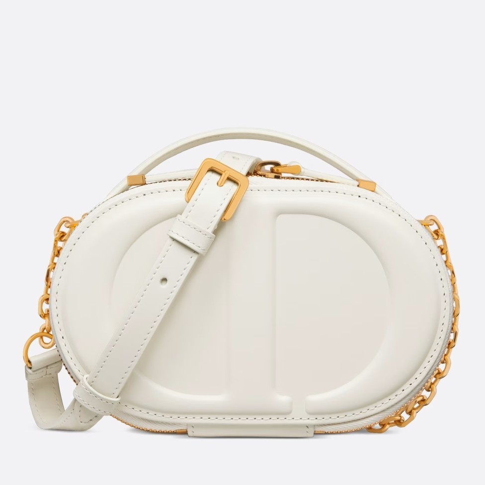 Dior CD Signature Oval Camera Bag in White Calfskin 700