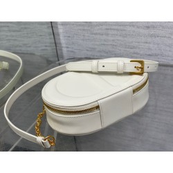 Dior CD Signature Oval Camera Bag in White Calfskin 700