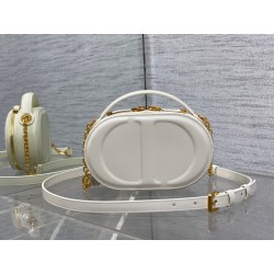 Dior CD Signature Oval Camera Bag in White Calfskin 700