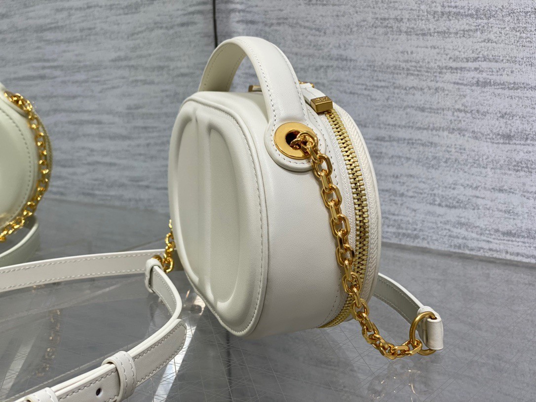 Dior CD Signature Oval Camera Bag in White Calfskin 700