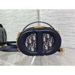 Dior CD Signature Oval Camera Bag in Blue Dior Oblique Jacquard 731