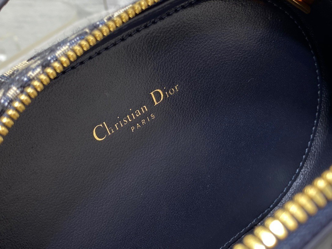 Dior CD Signature Oval Camera Bag in Blue Dior Oblique Jacquard 731