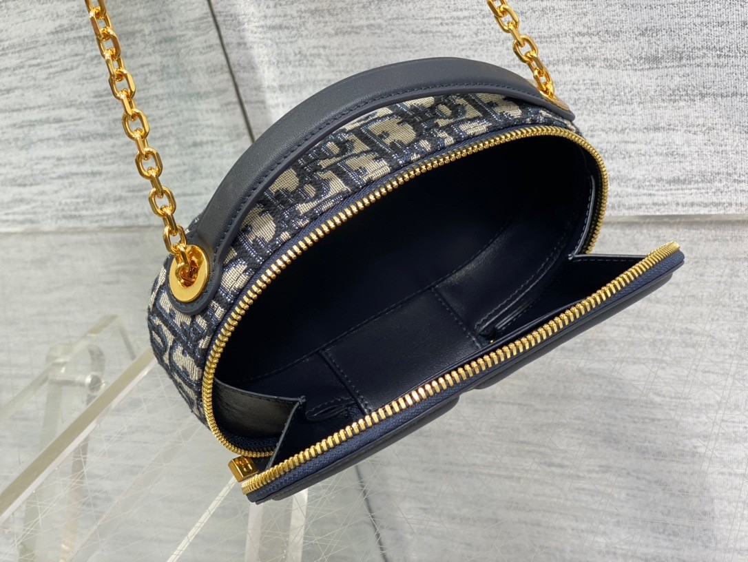 Dior CD Signature Oval Camera Bag in Blue Dior Oblique Jacquard 731