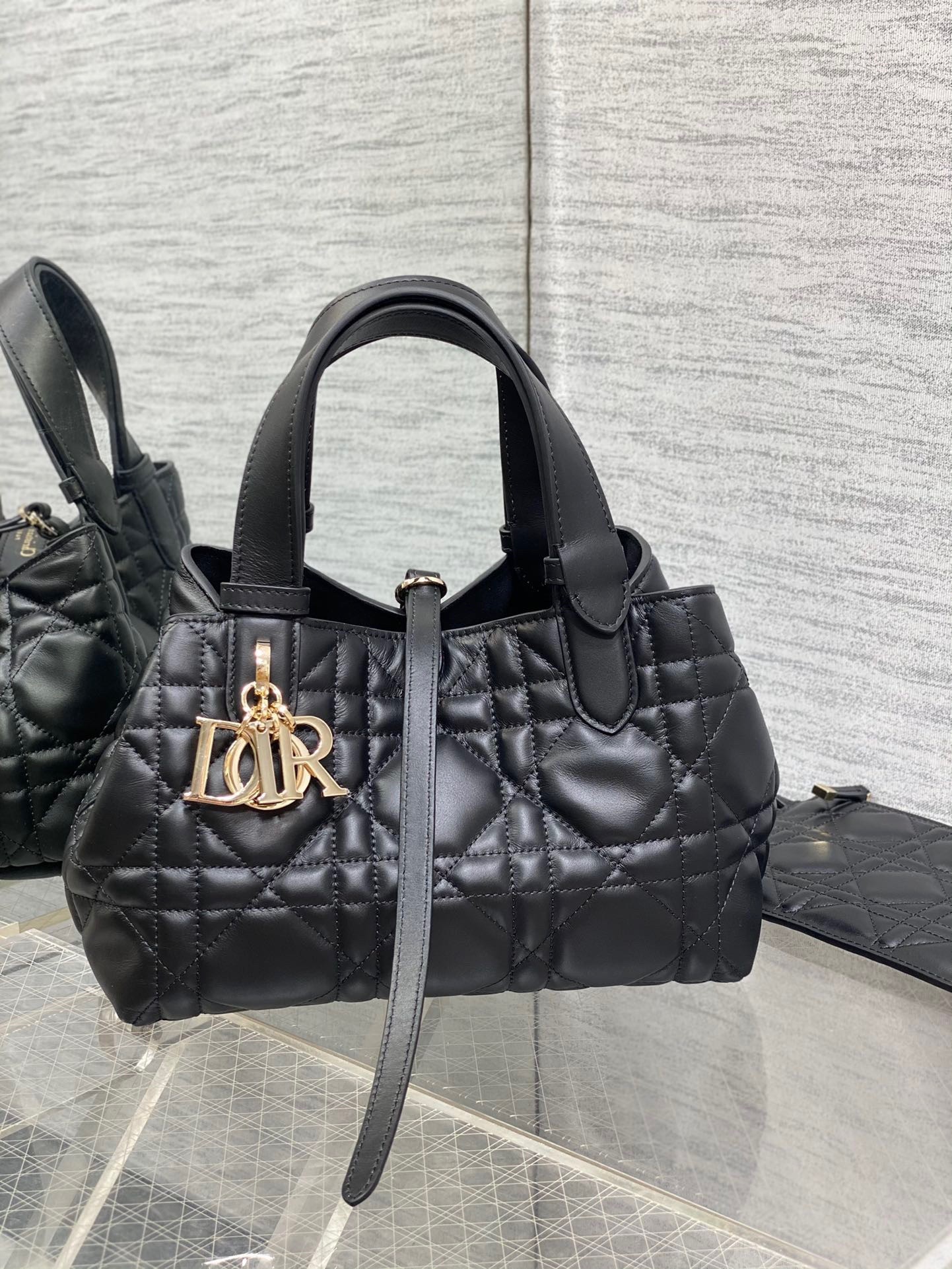 Dior Toujours Small Bag in Black Macrocannage Calfskin 756