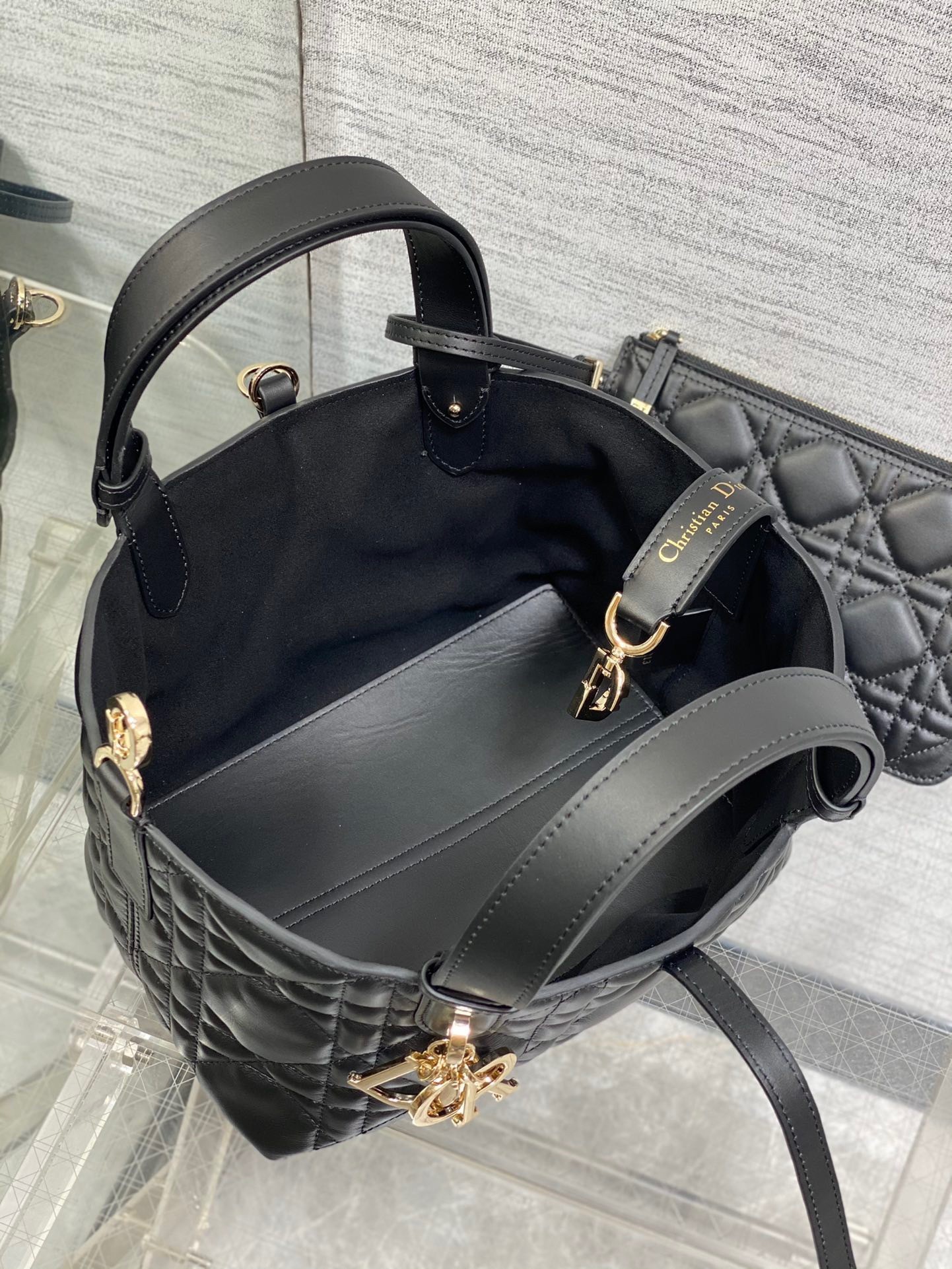 Dior Toujours Small Bag in Black Macrocannage Calfskin 756