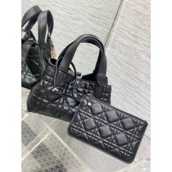 Dior Toujours Small Bag in Black Macrocannage Calfskin 756