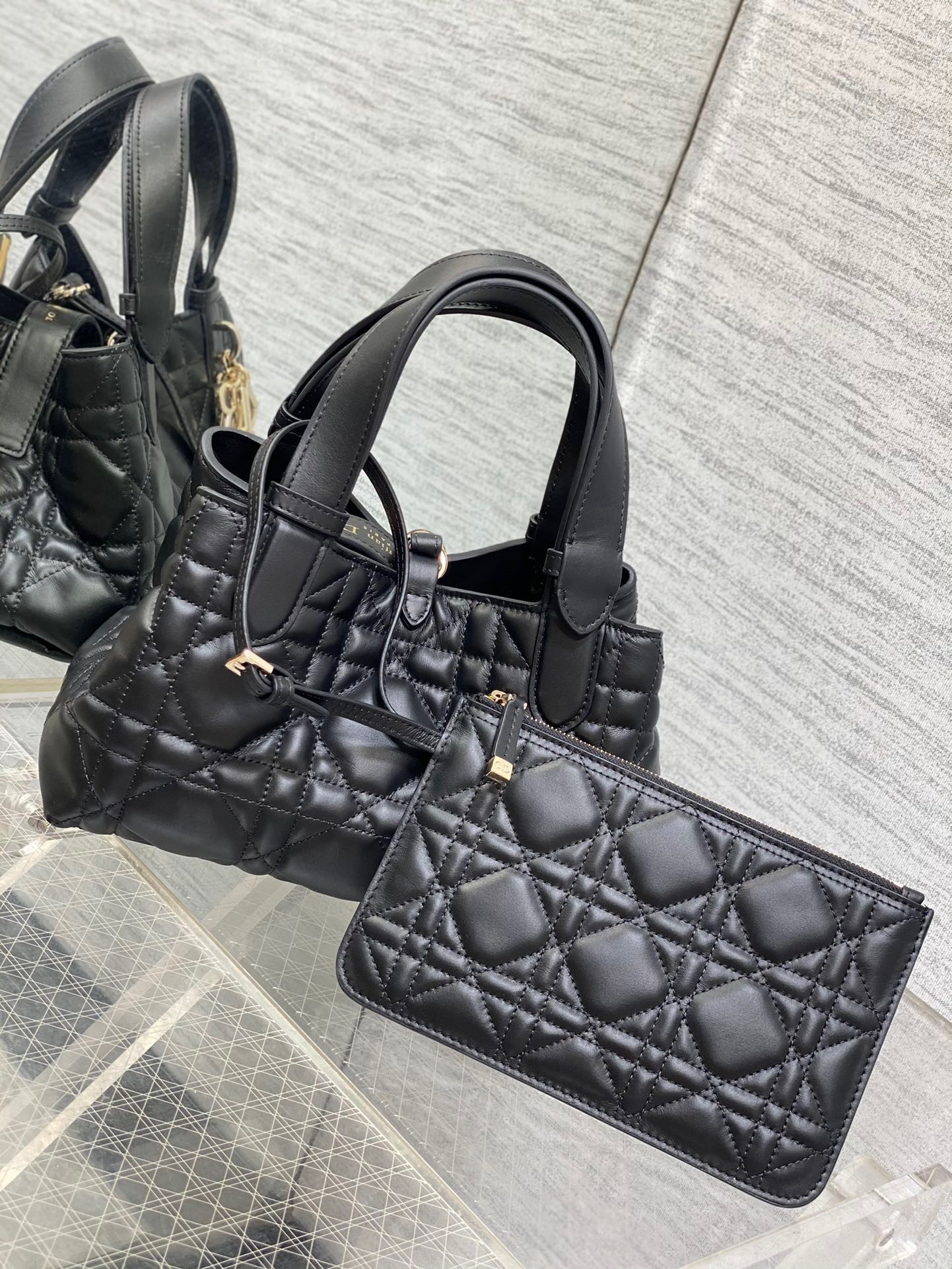 Dior Toujours Small Bag in Black Macrocannage Calfskin 756