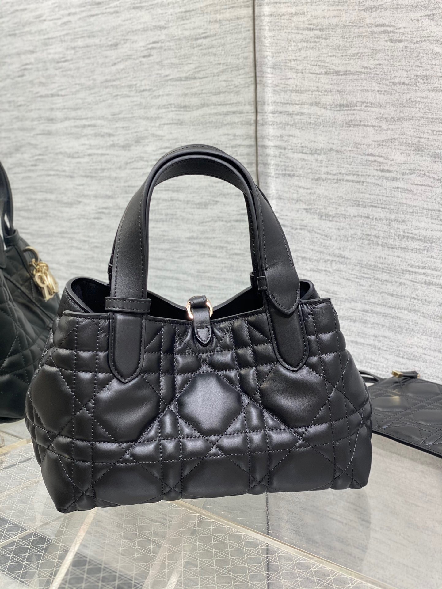 Dior Toujours Small Bag in Black Macrocannage Calfskin 756