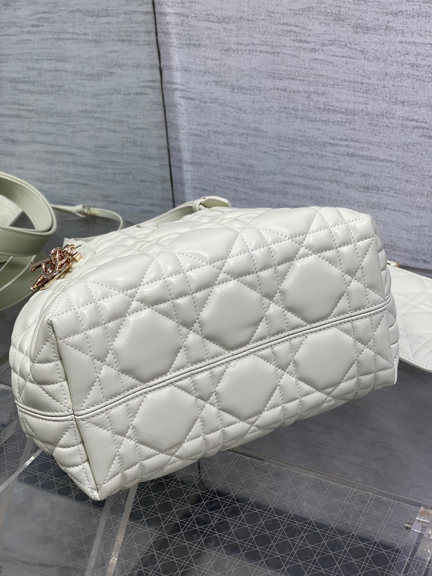 Dior Toujours Small Bag in White Macrocannage Calfskin 833