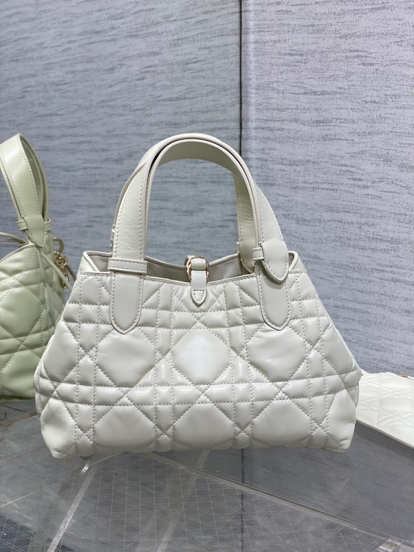 Dior Toujours Small Bag in White Macrocannage Calfskin 833