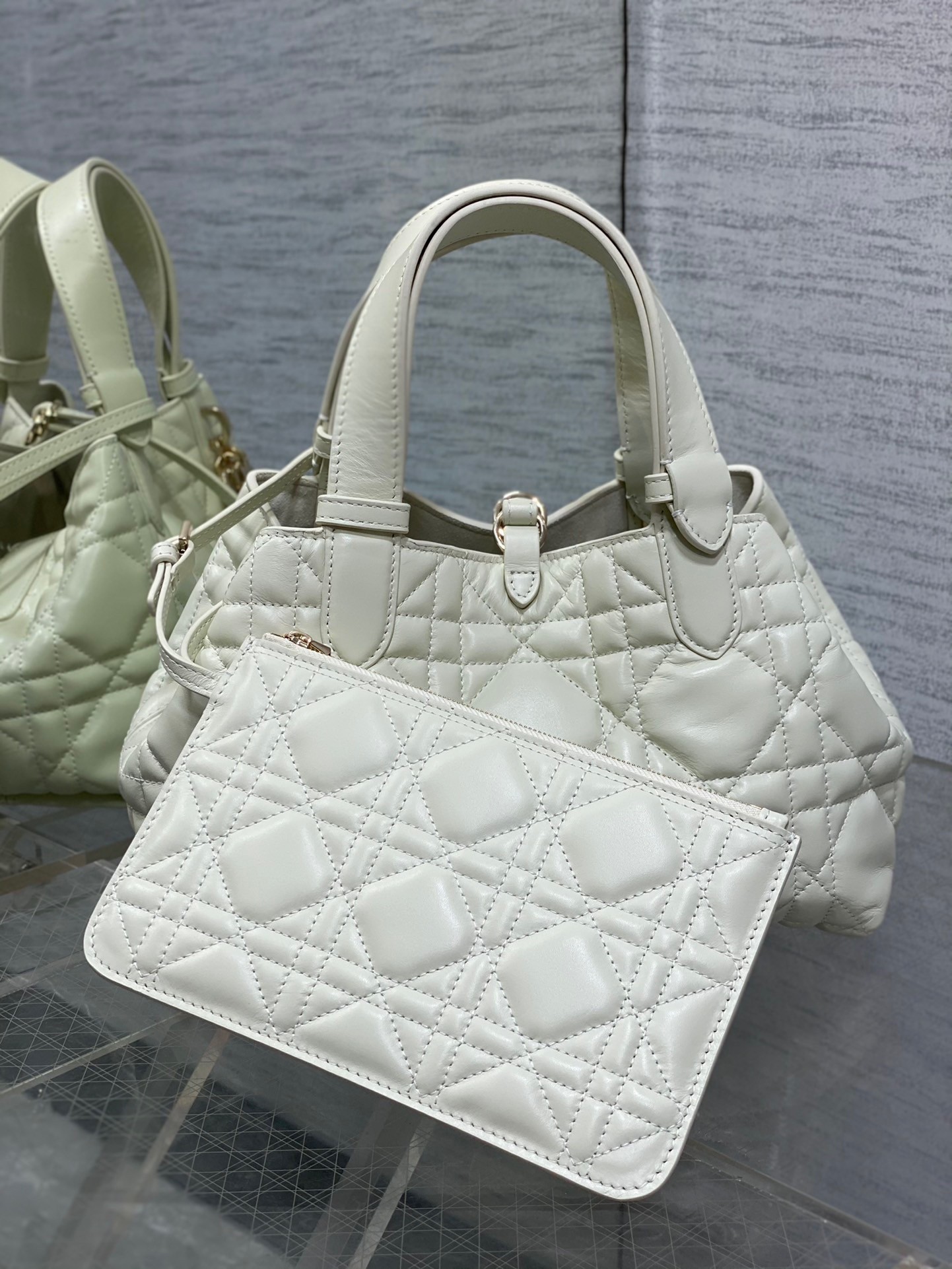 Dior Toujours Small Bag in White Macrocannage Calfskin 833