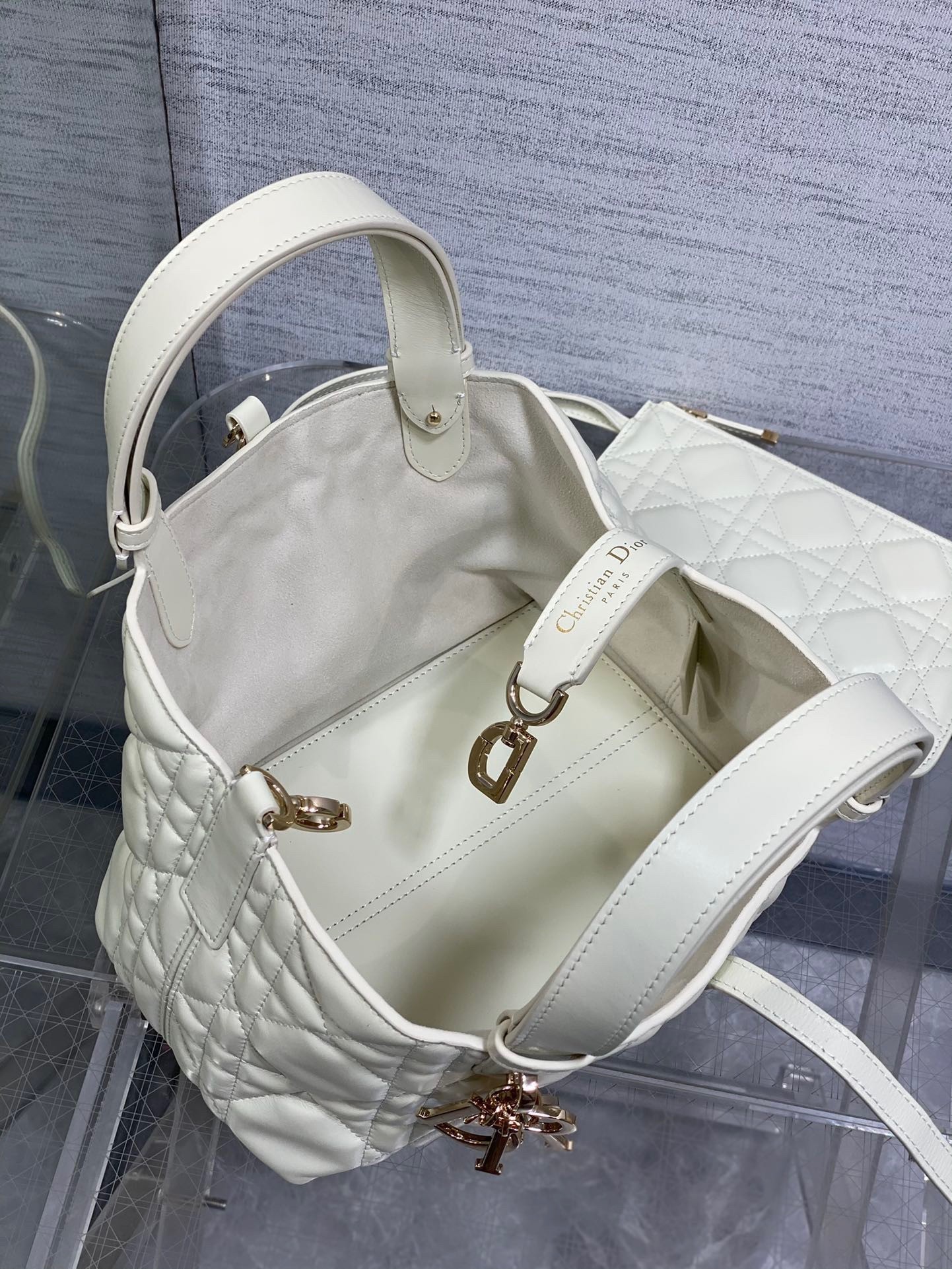 Dior Toujours Small Bag in White Macrocannage Calfskin 833