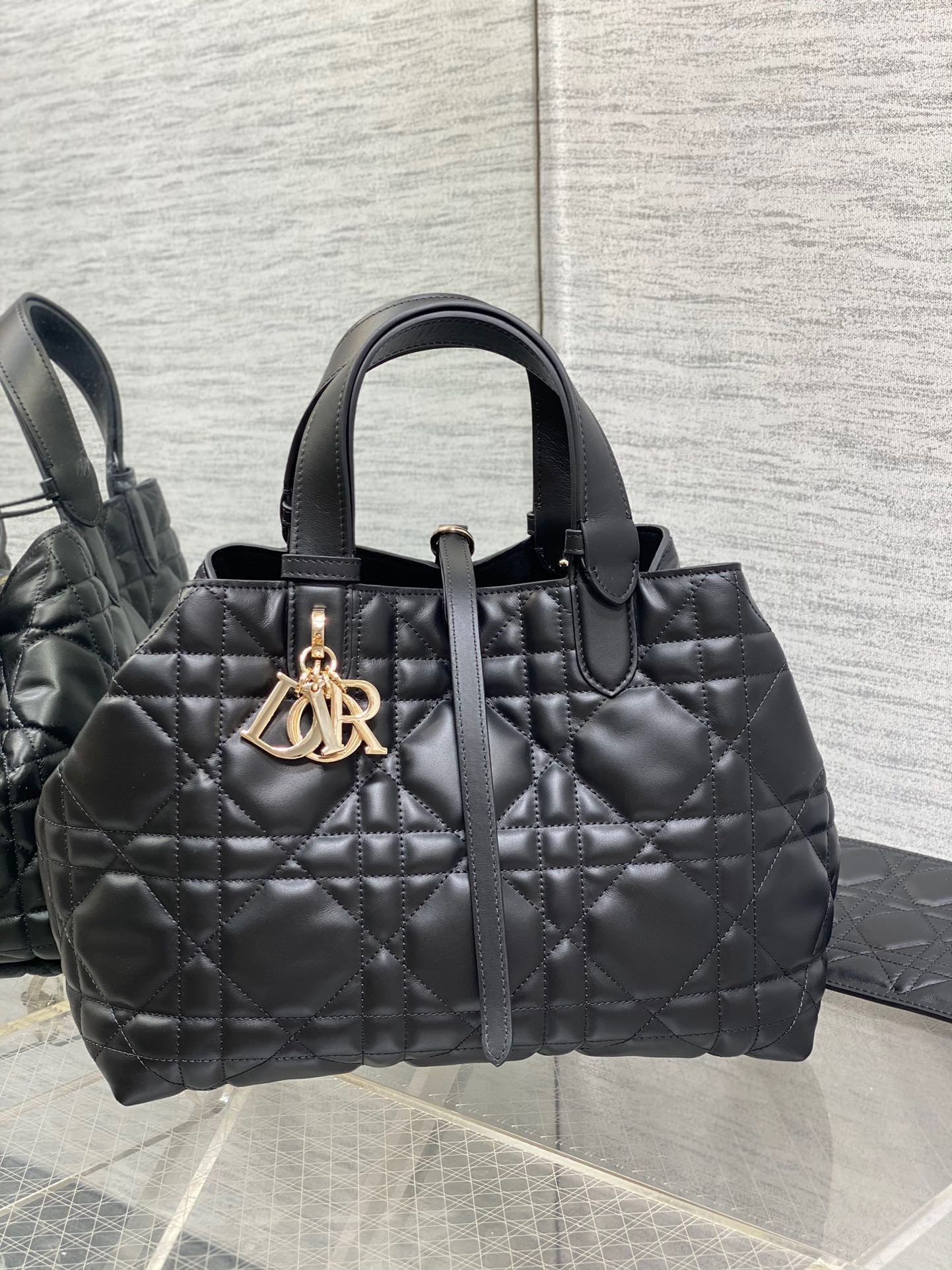 Dior Toujours Medium Bag in Black Macrocannage Calfskin 862