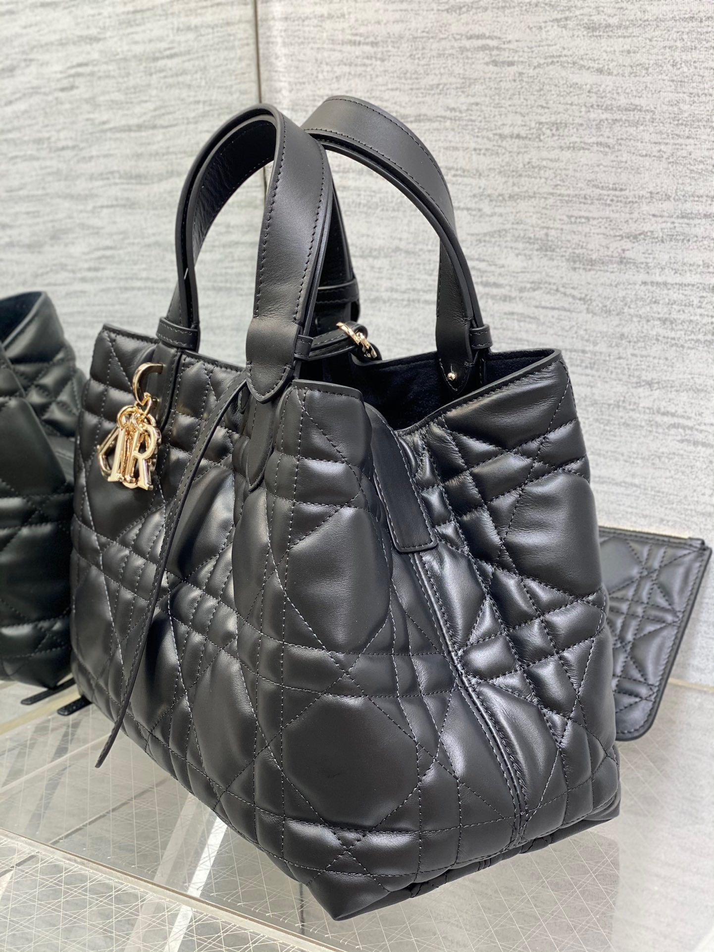 Dior Toujours Medium Bag in Black Macrocannage Calfskin 862