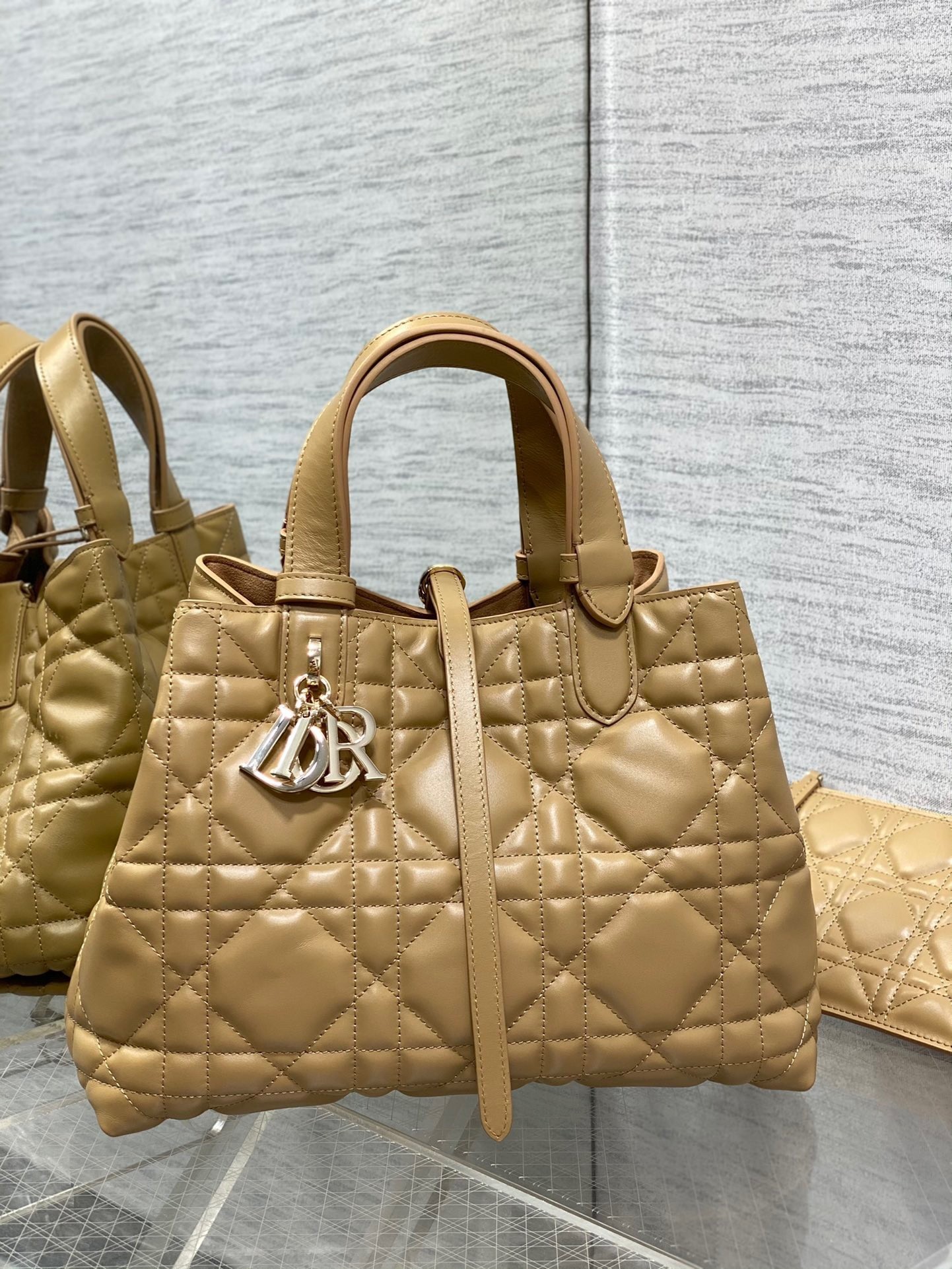 Dior Toujours Medium Bag in Tan Macrocannage Calfskin 885