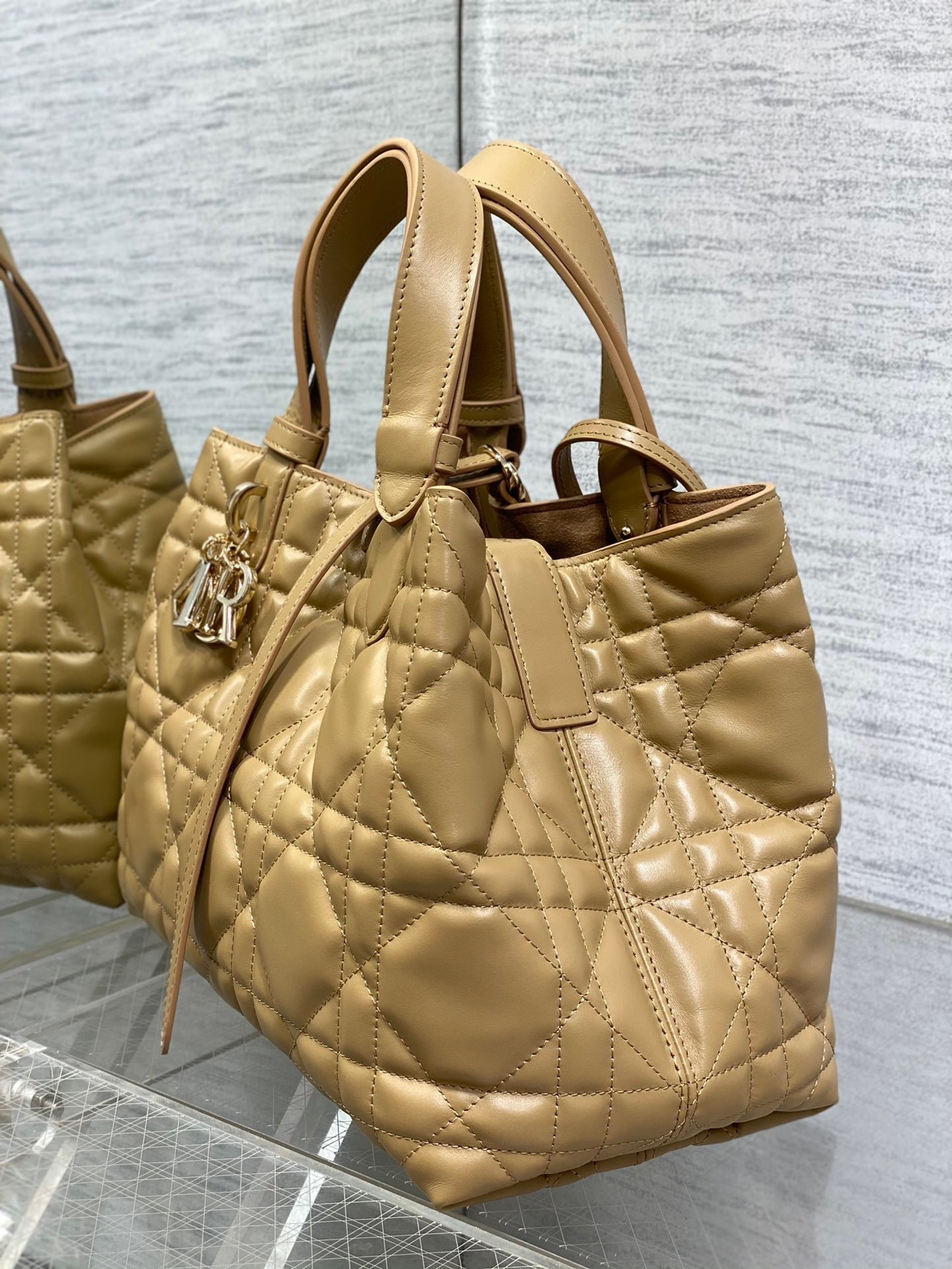 Dior Toujours Medium Bag in Tan Macrocannage Calfskin 885