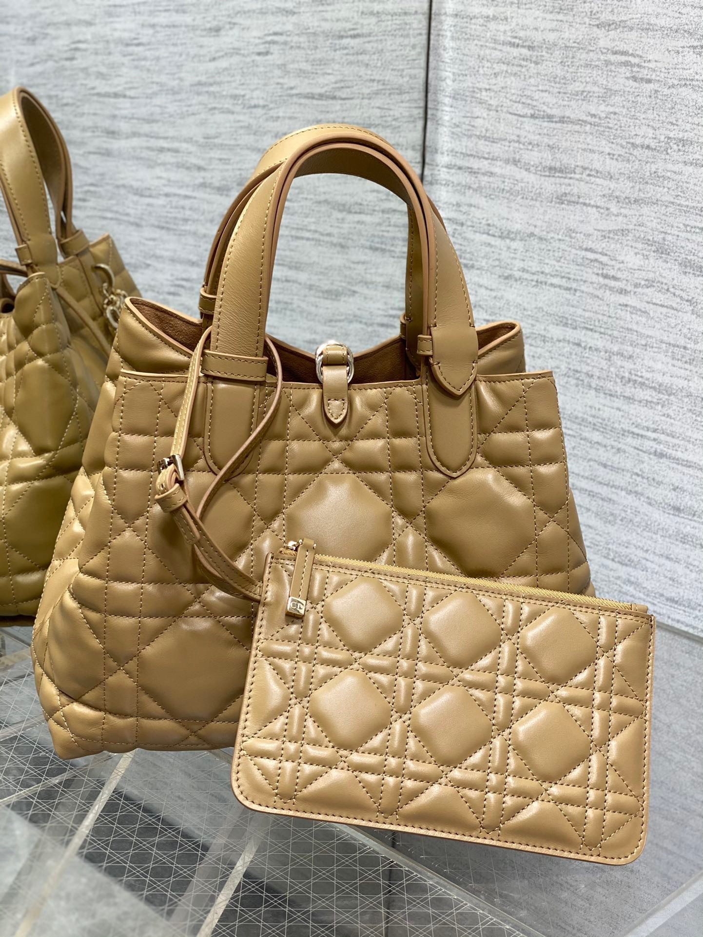 Dior Toujours Medium Bag in Tan Macrocannage Calfskin 885