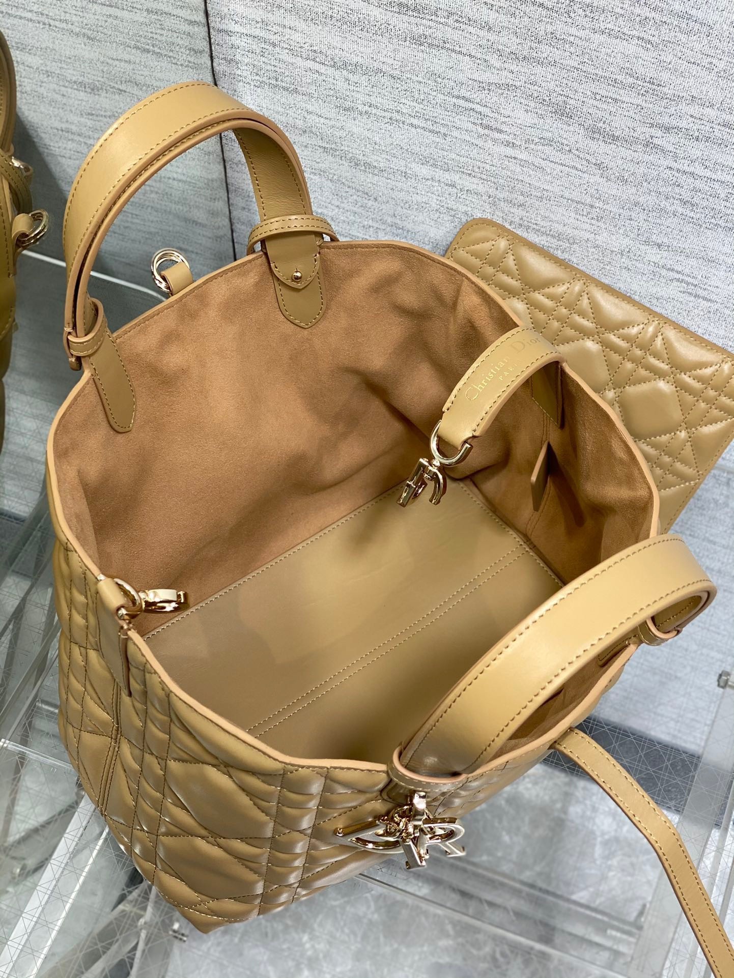 Dior Toujours Medium Bag in Tan Macrocannage Calfskin 885