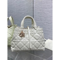 Dior Toujours Medium Bag in White Macrocannage Calfskin 919