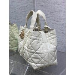 Dior Toujours Medium Bag in White Macrocannage Calfskin 919