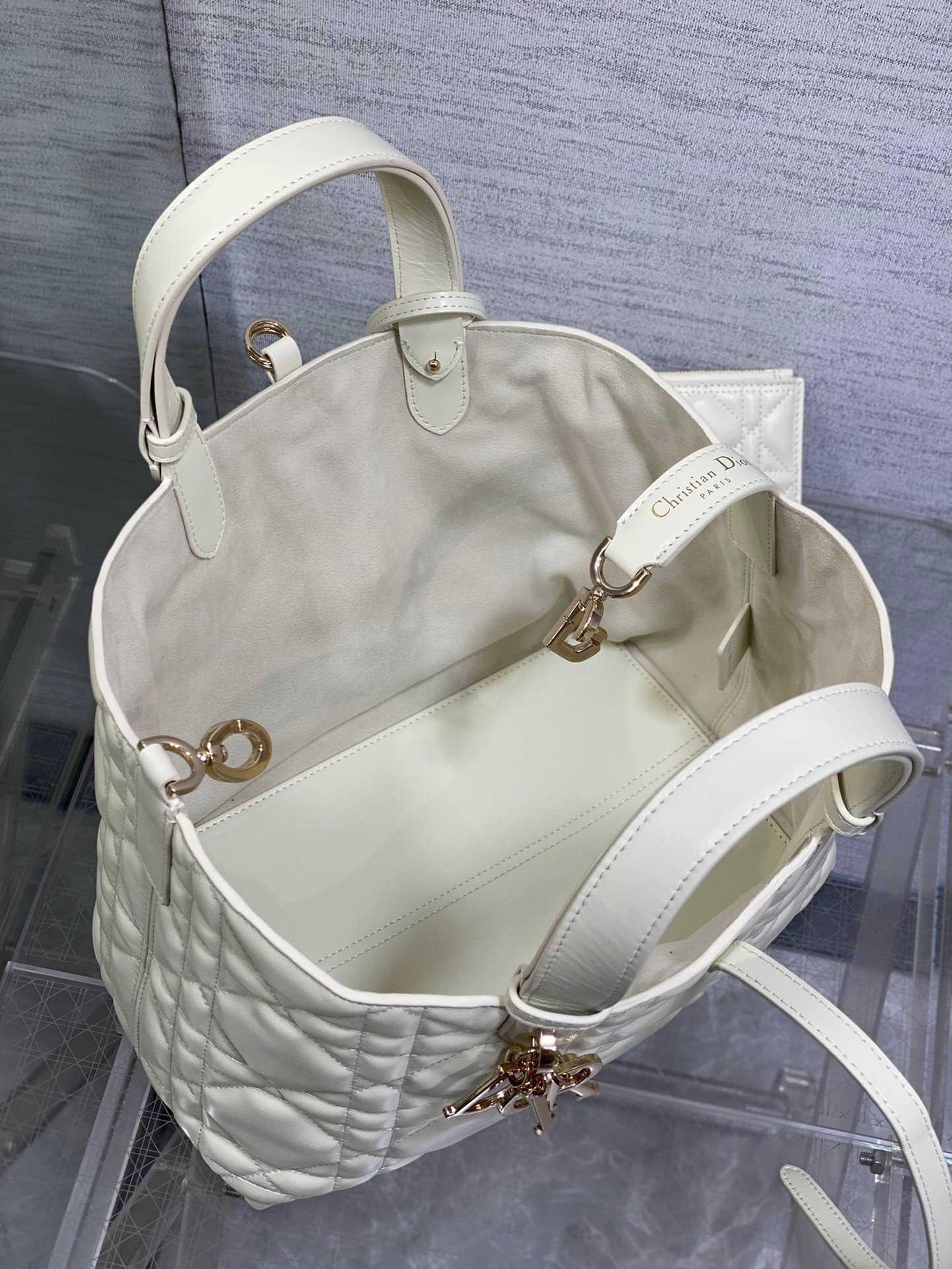 Dior Toujours Medium Bag in White Macrocannage Calfskin 919