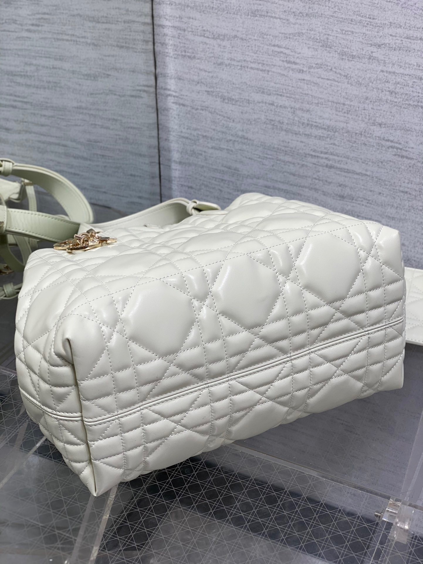 Dior Toujours Medium Bag in White Macrocannage Calfskin 919