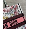 Dior Medium Book Tote Bag In White Multicolor Florilegio Embroidery 423