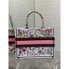 Dior Medium Book Tote Bag In White Multicolor Florilegio Embroidery 423