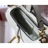 Dior Mini Saddle Bag In White Grained Calfskin 848