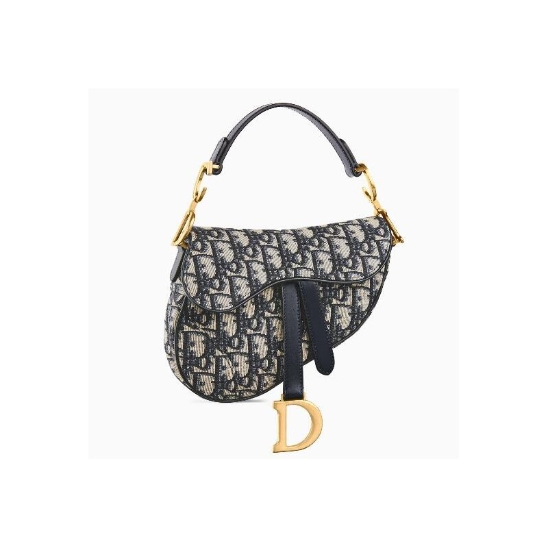 Dior Mini Saddle Bag In Blue Oblique Jacquard Canvas 888