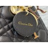 Dior Small Lady Dior Bag in Black Grained Cannage Calfskin 722