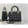 Dior Small Lady Dior Bag in Black Grained Cannage Calfskin 722