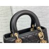 Dior Small Lady Dior Bag in Black Grained Cannage Calfskin 722