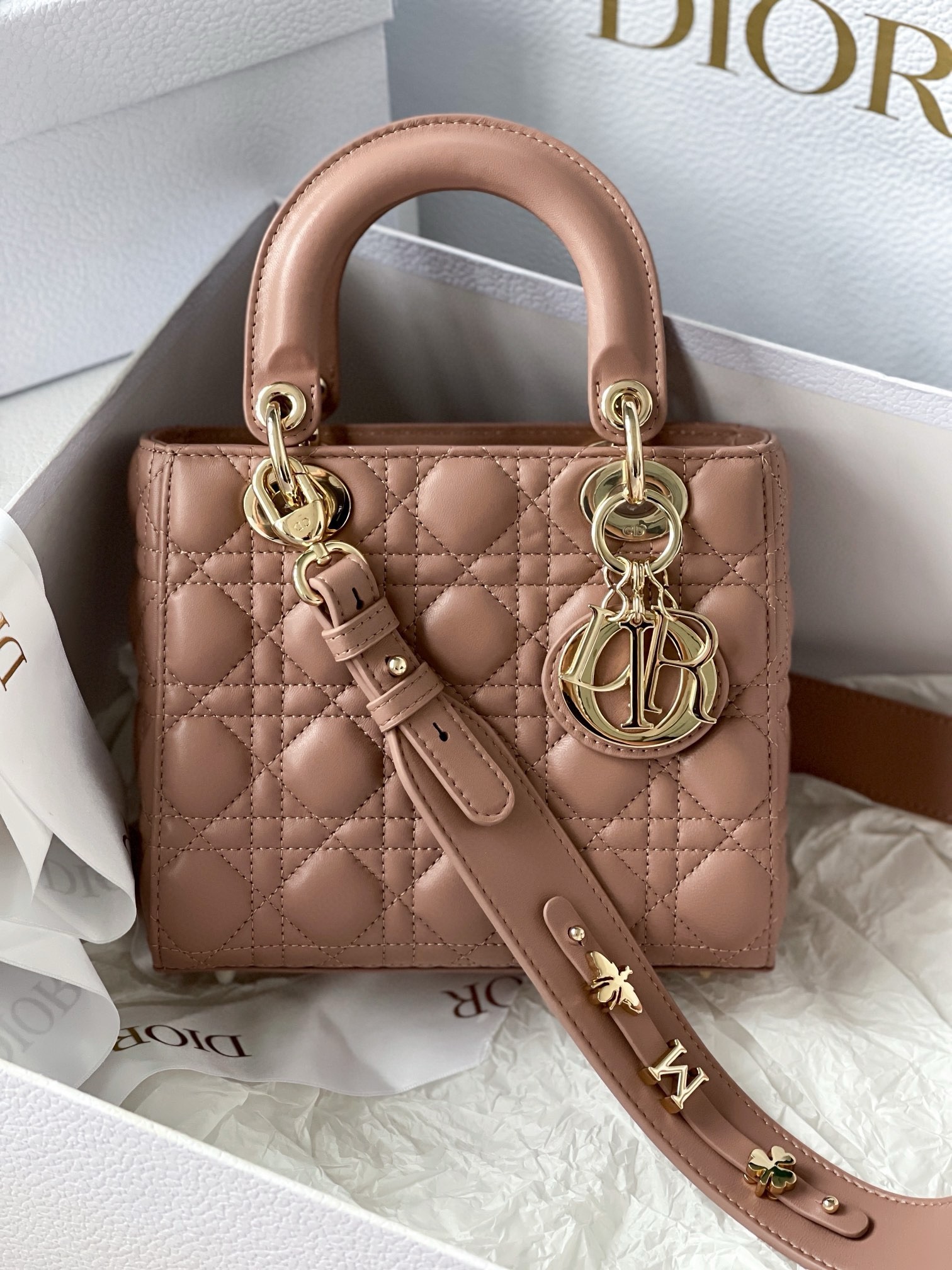 Dior Small Lady Dior My ABCDior Bag in Blush Lambskin 563